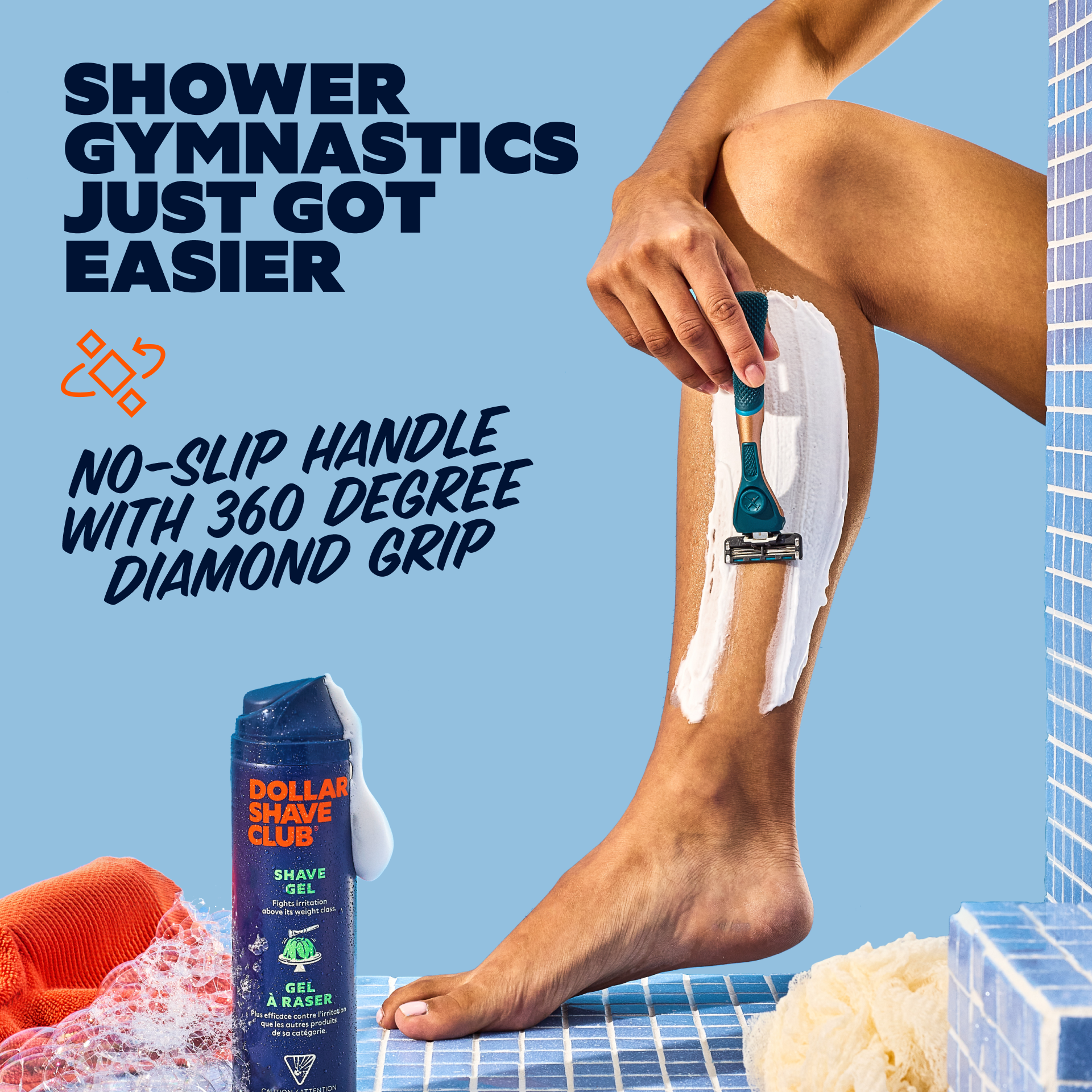 Non-Slip Body Shaver Handle for Shower | Club Series