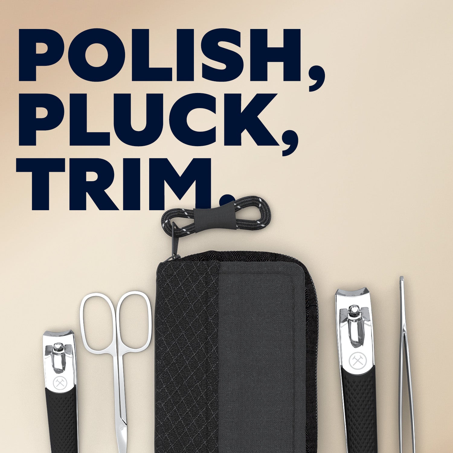 Premium Grooming Tool Kit with Nail Clippers & Tweezers | Waxed-Canvas Case