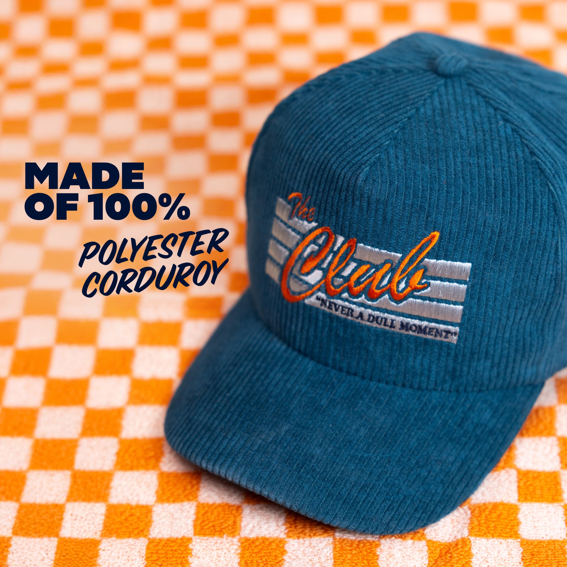 Corduroy Club Hat with Slide Buckle Closure | One Size Fits Most